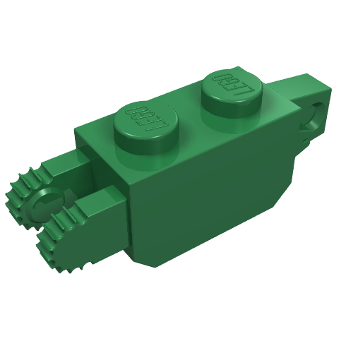 Hinge Brick 1 x 2 Locking with 1 Finger Vertical End and 2 Fingers Vertical End, 9 Teeth